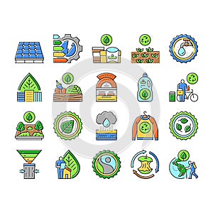 green life nature eco icons set vector