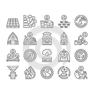 green life nature eco icons set vector