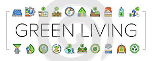 green life nature eco icons set vector