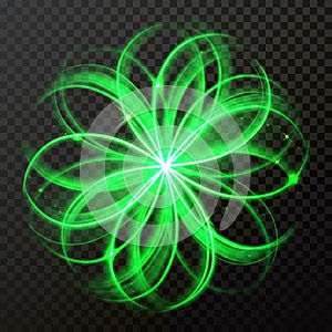 Green light abstract vector star shine circles