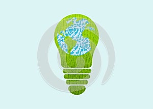 Green light bulb environment day and earth day vector illustration concept background
