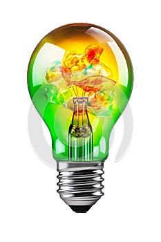 Green Light Bulb With Flower Picture