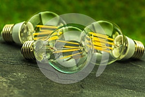 Green light, E27 LED bulbs with different number of chips photo