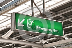 green light Emergency Exit sign