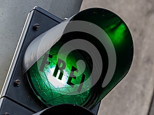 Green light at a parking garage