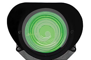 Green light railway traffic signal isolated