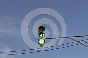 Green light at a traffic light.