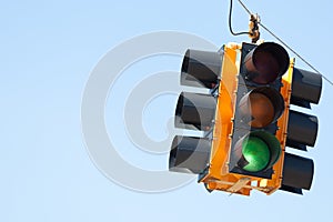 Green light traffic signal with copy space