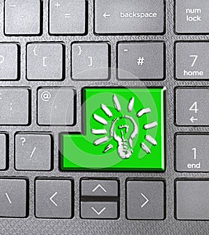 green lightbulb energy power symbol keyboard key icon button language sign icon arrows greener clean