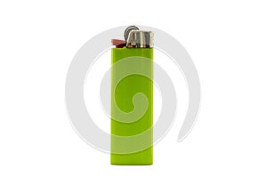 Green lighter isolated on white background, with clipping path.