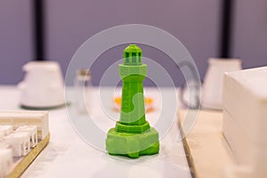 green lighthouse printed in 3d. Proof of 3D printing using a three-dimensional model of a lighthouse