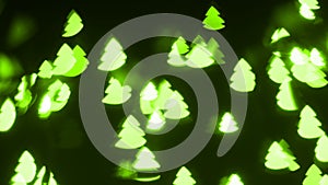 Green lights Christmas tree shape overlays on black background