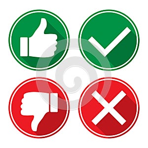 Green like red dislike thumb symbol buttons