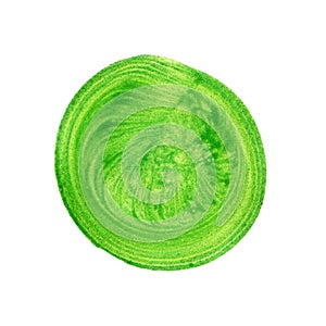 Green lime circle painted watercolor on paper.