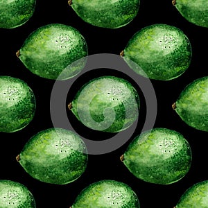 Green lime watercolor seamless pattern. Vitamin organic food concept.