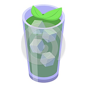 Green limes cocktail icon isometric vector. Vodka lemon