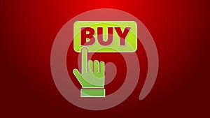 Green line Buy button icon isolated on red background. 4K Video motion graphic animation