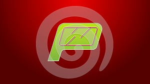 Green line Car mirror icon isolated on red background. 4K Video motion graphic animation