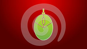 Green line Computer mouse gaming icon isolated on red background. Optical with wheel symbol. 4K Video motion graphic