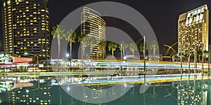 Green Line in downtown San Diego at night