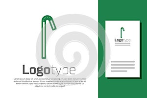 Green line Drinking plastic straw icon isolated on white background. Logo design template element. Vector Illustration