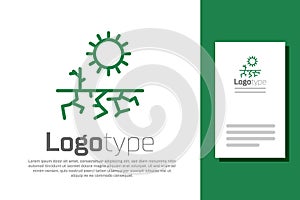 Green line Drought icon isolated on white background. Logo design template element. Vector Illustration