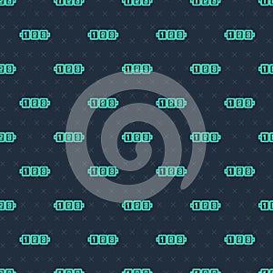 Green line Education logic game for preschool kids icon isolated seamless pattern on blue background. Kids activity