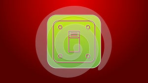 Green line Electric light switch icon isolated on red background. On and Off icon. Dimmer light switch sign. Concept of