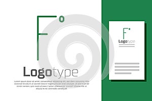 Green line Fahrenheit icon isolated on white background. Logo design template element. Vector Illustration