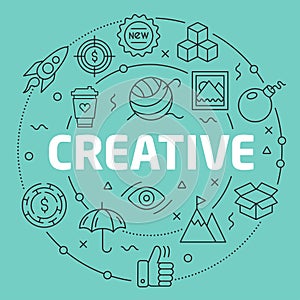 Green Line Flat Circle illustration creative