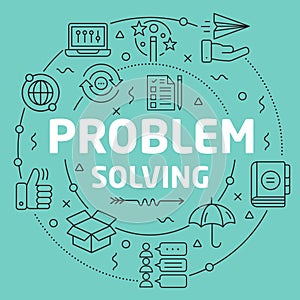 Green Line Flat Circle illustration problem solving