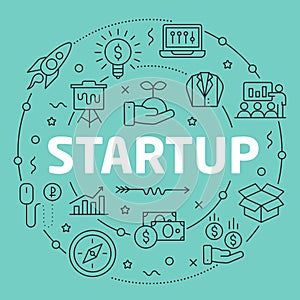 Green Line Flat Circle illustration startup