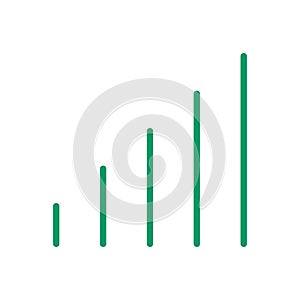 Green line graph symbol for icon, simple line bar chart, icon signal for data ux ui website or mobile application, signal graph
