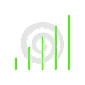 Green line graph symbol for icon, simple line bar chart, icon signal for data ux ui website or mobile application, signal graph