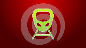 Green line High-speed train icon isolated on red background. Railroad travel and railway tourism. Subway or metro