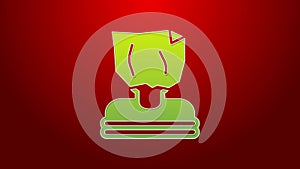 Green line Kidnaping icon isolated on red background. Human trafficking concept. Abduction sign. Arrested, criminal
