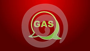 Green line Location and petrol or gas station icon isolated on red background. Car fuel symbol. Gasoline pump. 4K Video