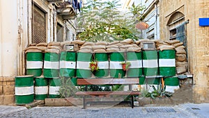 Green line at Nicosia, Cyprus. Close up view with details.