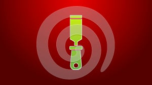 Green line Rasp metal file icon isolated on red background. Rasp for working with wood and metal. Tool for workbench