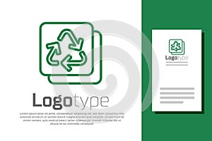 Green line Recycle symbol icon isolated on white background. Circular arrow icon. Environment recyclable go green. Logo