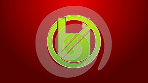 Green line Say no to plastic bags poster icon isolated on red background. Disposable cellophane and polythene package