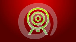 Green line Target icon isolated on red background. Dart board sign. Archery board icon. Dartboard sign. Business goal