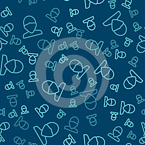 Green line Vandal icon isolated seamless pattern on blue background. Vector