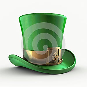 Green lipricon hat for St. Patrick's Day on a white background