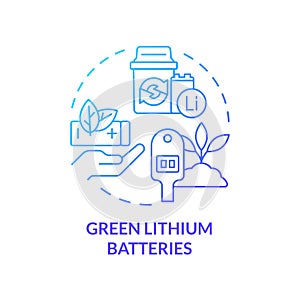 Green lithium batteries blue gradient concept icon