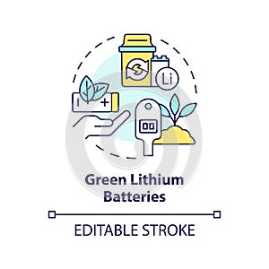 Green lithium batteries multi color concept icon