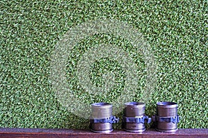 green live background with grass and objects