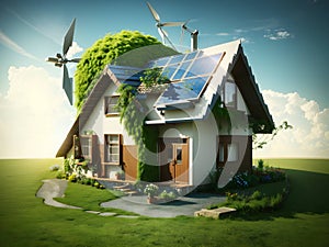 Green Living: Captivating Renewable Energy House Artwork for Sale