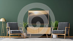 Green Living Room With Toonami-inspired Wall Art