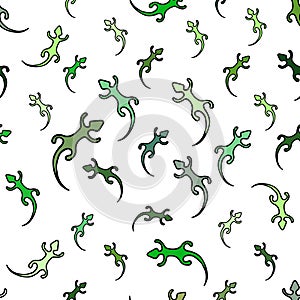 Green lizard seamless pattern